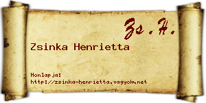 Zsinka Henrietta névjegykártya